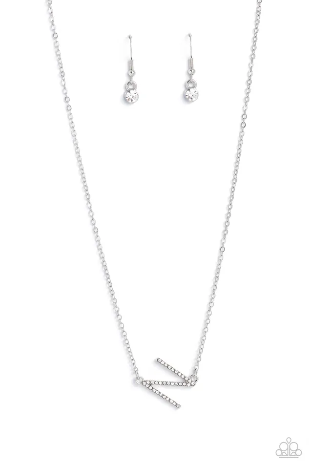 Paparazzi Accessories Necklaces INITIALLY Yours N White Necklace Jewelry by Bretta