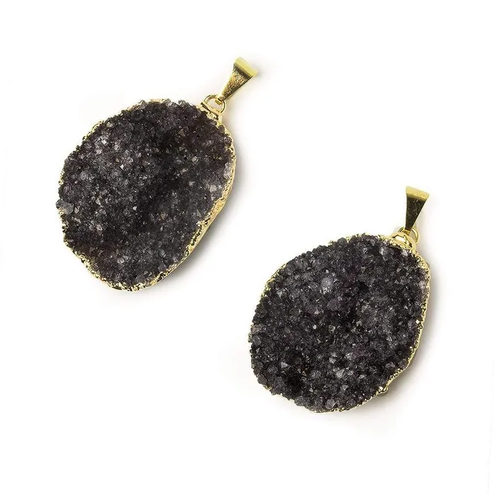PreStyled Sets 35x28x6mm Gold Leafed Amethyst Drusy Pendant with Gold Bail 1 piece Beadsofcambaycom PreStyled Sets 35x28x6mm Gold Leafed Amethyst Drusy Pendant with Gold Bail 1 piece Beadsofcambaycom