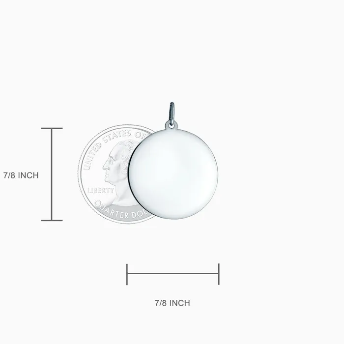 Sandy Steven Engravers Charm Necklaces Engravable 78 inch 14k White Gold Disc Charm Pendant