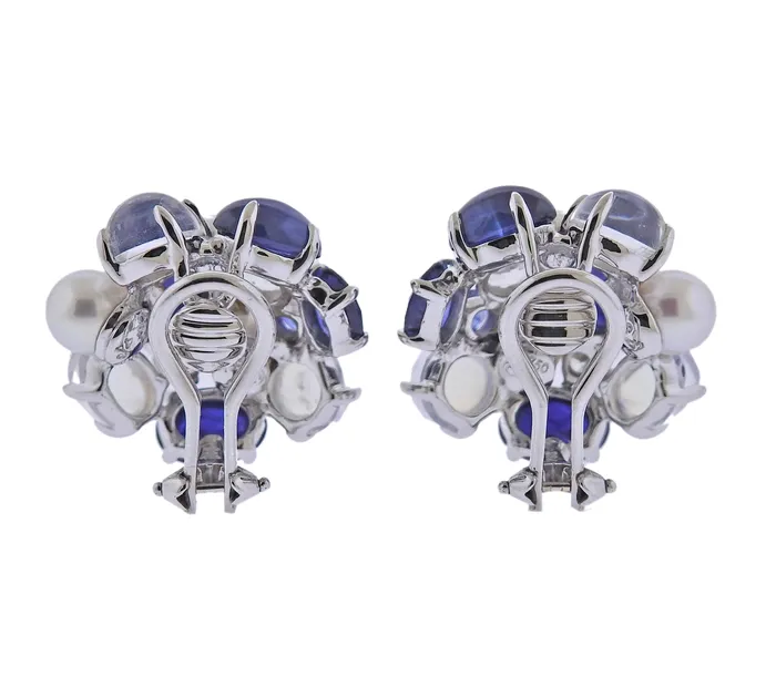 Seaman Schepps Seaman Schepps Bubble Moonstone Sapphire Diamond Pearl Gold Earrings Earrings