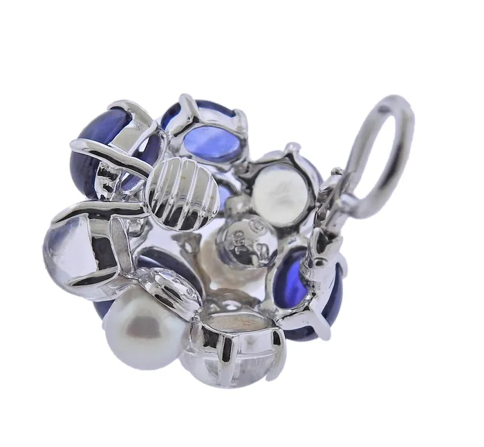 Seaman Schepps Seaman Schepps Bubble Moonstone Sapphire Diamond Pearl Gold Earrings Earrings