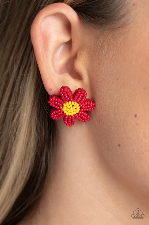 Sensational Seeds Red Earrings Jewelry by Bretta Paparazzi Accessories Earrings