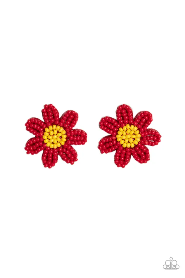 Sensational Seeds Red Earrings Jewelry by Bretta Paparazzi Accessories Earrings