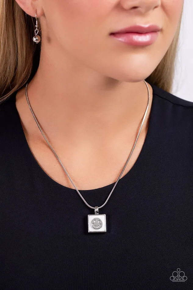 Smiley Season White Necklace Jewelry by Bretta Paparazzi Accessories Necklaces