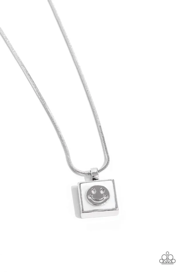 Smiley Season White Necklace Jewelry by Bretta Paparazzi Accessories Necklaces