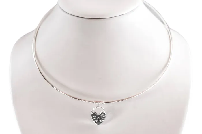 SUBMISSIVE DAY COLLAR 100 sterling silver 925 Vintage style padlock pendant clasp Erosmoon Necklaces