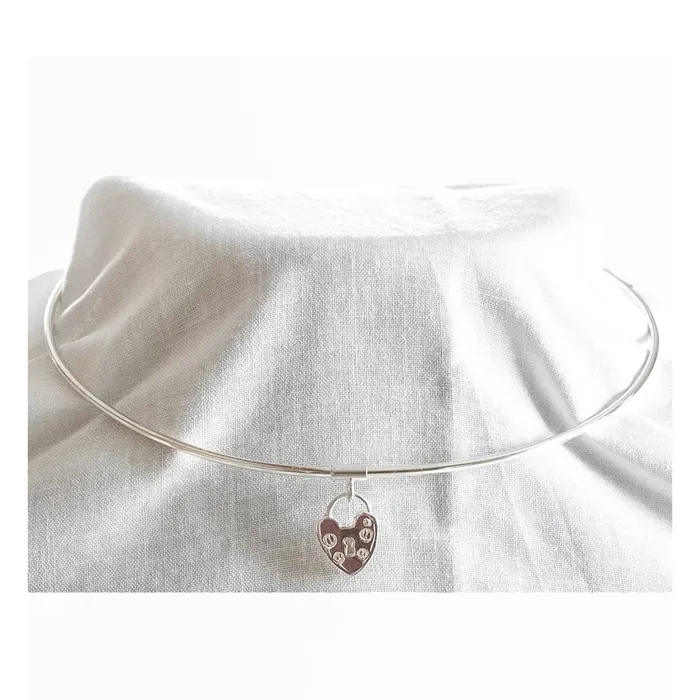 SUBMISSIVE DAY COLLAR 100 sterling silver 925 Vintage style padlock pendant clasp Erosmoon Necklaces