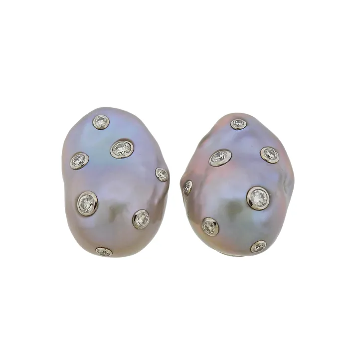 Trianon Earrings Trianon Baroque Pearl Diamond Gold Earrings