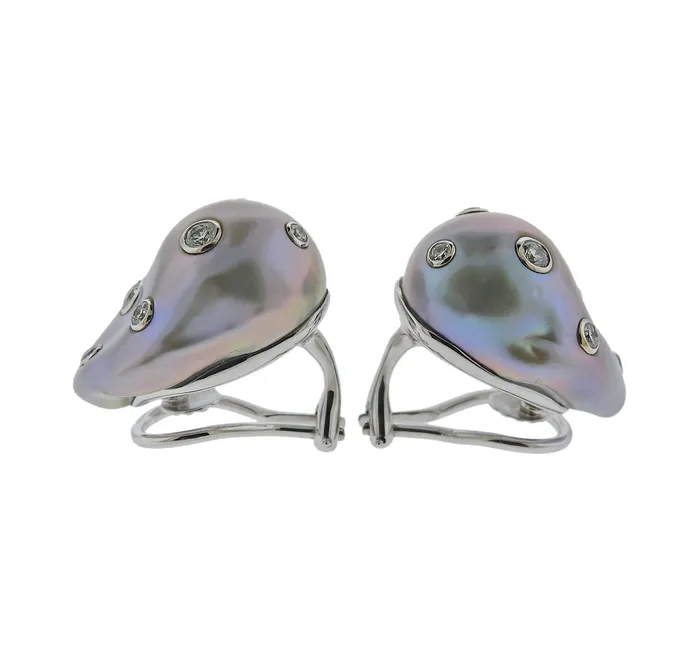 Trianon Earrings Trianon Baroque Pearl Diamond Gold Earrings