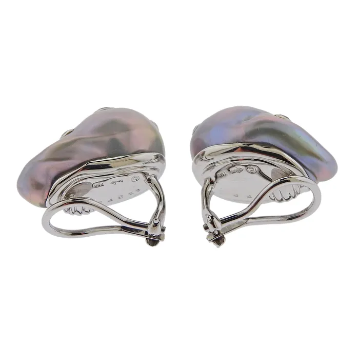 Trianon Earrings Trianon Baroque Pearl Diamond Gold Earrings