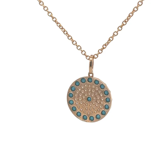 YaninaCo Jewelry Necklaces Turquoise Diamond Disc Necklace