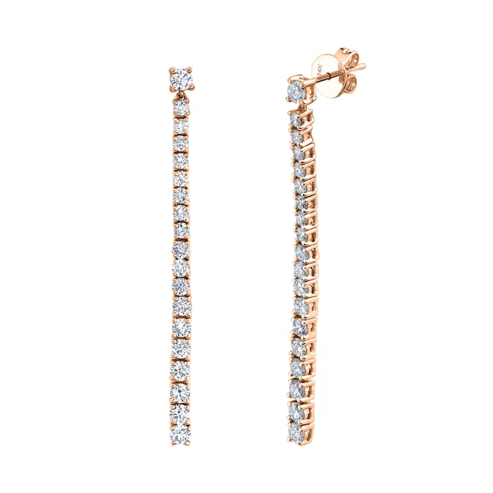 14K 195cttw VS White Diamond Stiletto 2 Drop Earrings TVON Earrings
