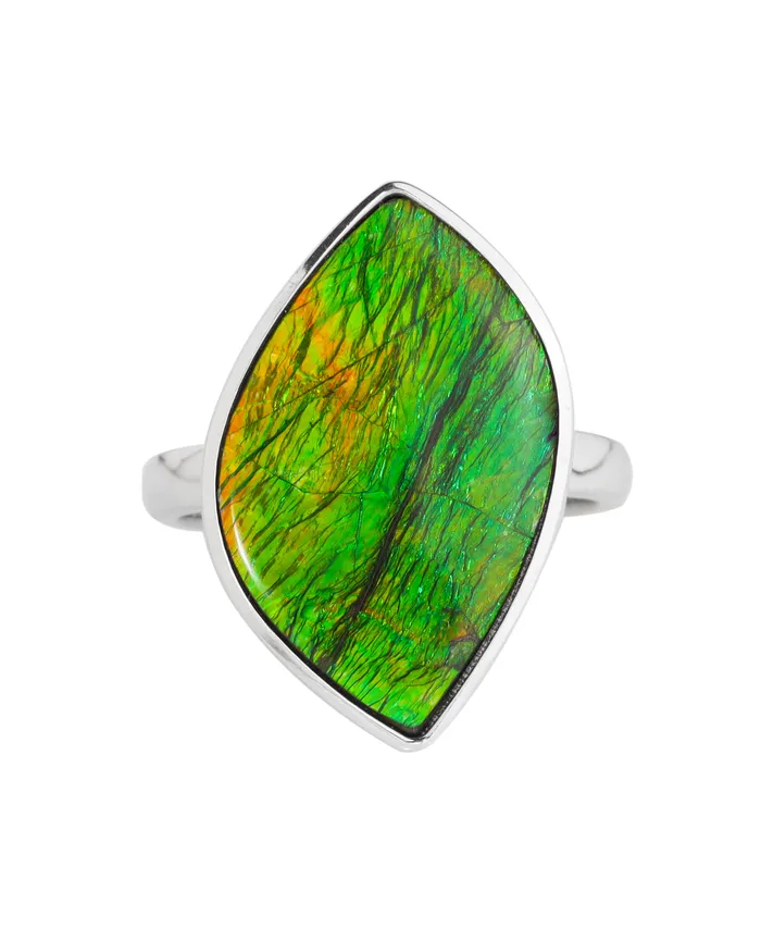925 Silver 825 Cts Ammolite Gemstone Ring YoTreasure Rings