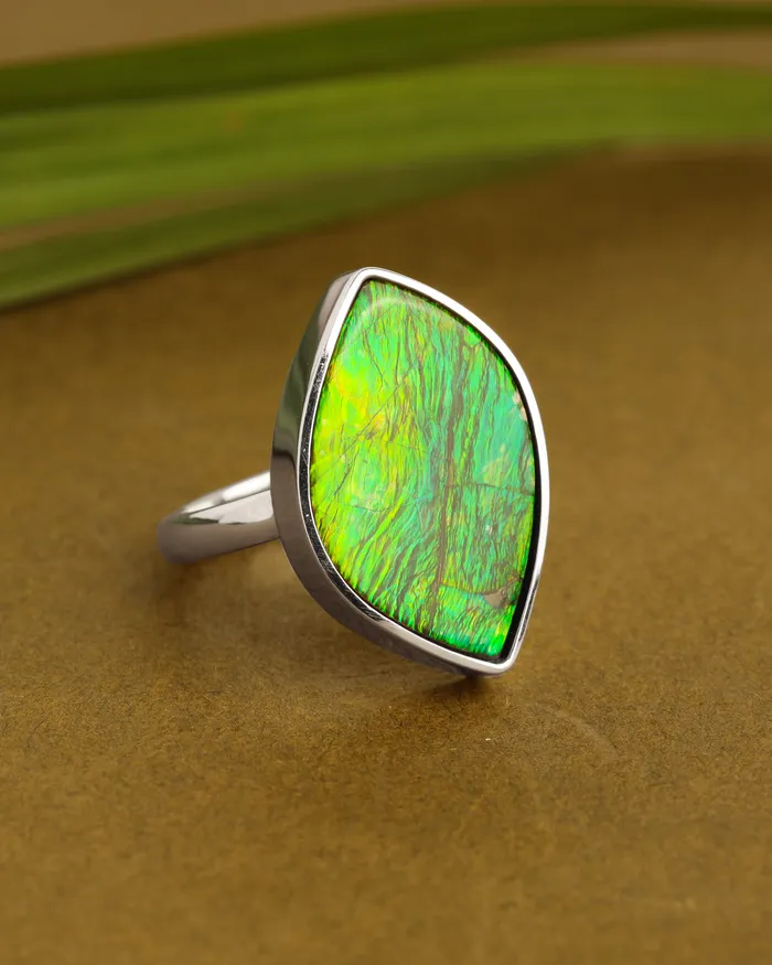925 Silver 825 Cts Ammolite Gemstone Ring YoTreasure Rings