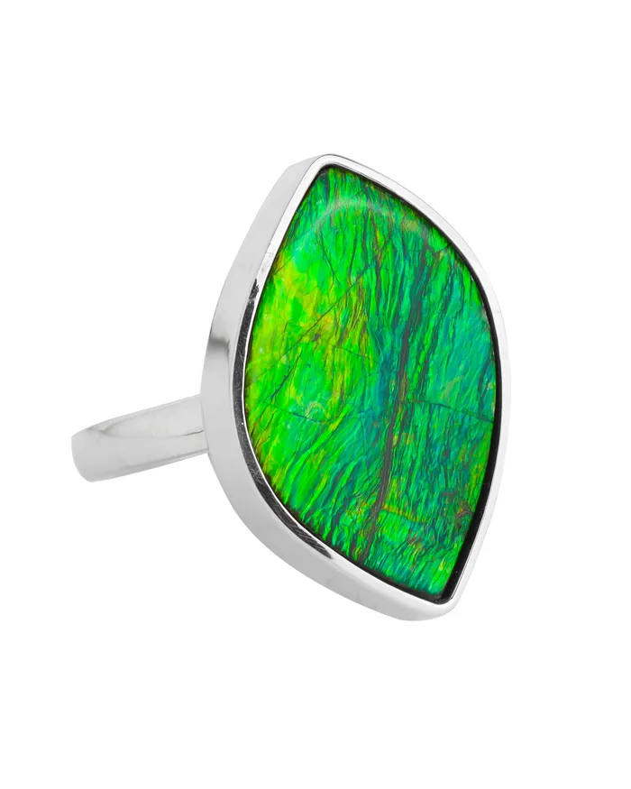 925 Silver 825 Cts Ammolite Gemstone Ring YoTreasure Rings