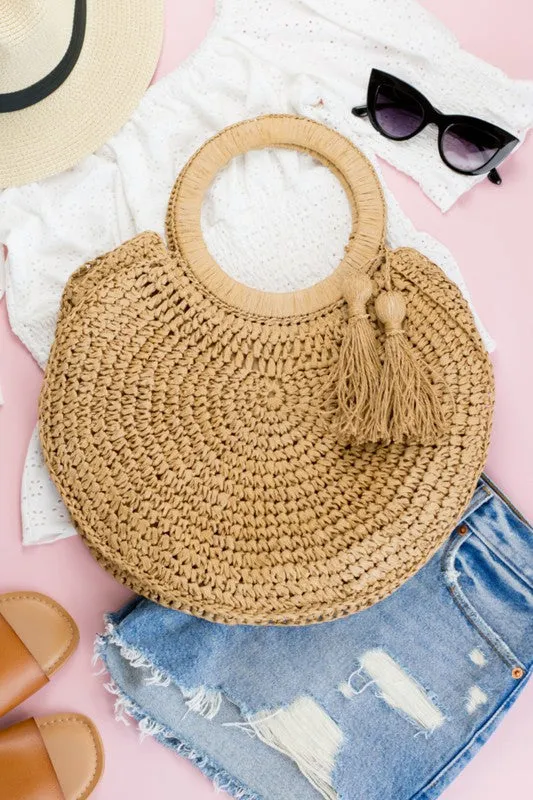 Ailis Corner Straw Tassel ORing Tote Rings