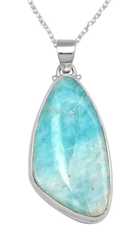 Amazonite 2 Long 925 Solid Sterling Silver Pendant With 18 Chain YoTreasure Necklaces Amazonite 2 Long 925 Solid Sterling Silver Pendant With 18 Chain YoTreasure Necklaces