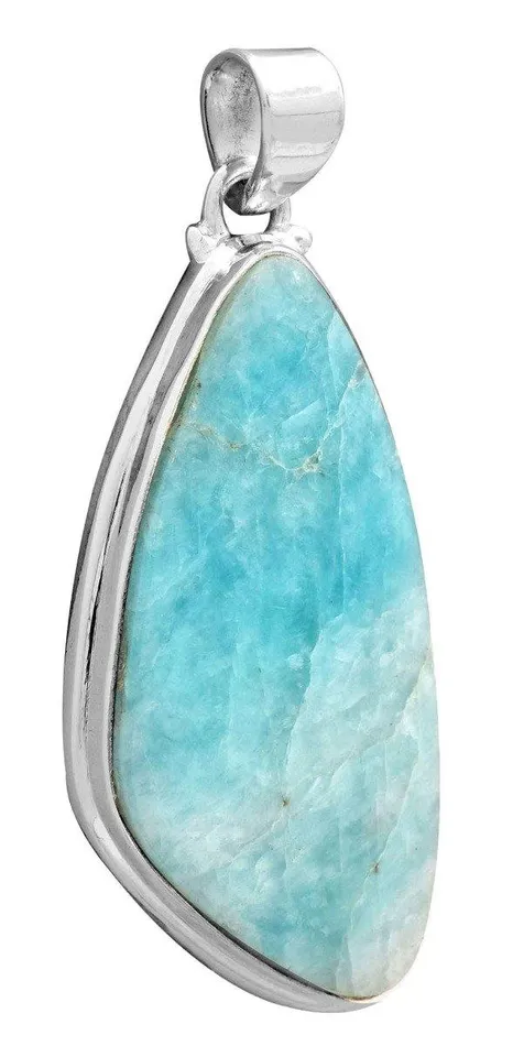 Amazonite 2 Long 925 Solid Sterling Silver Pendant With 18 Chain YoTreasure Necklaces