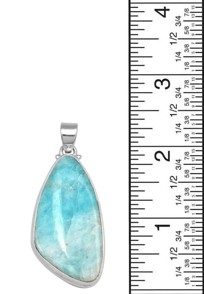 Amazonite 2 Long 925 Solid Sterling Silver Pendant With 18 Chain YoTreasure Necklaces