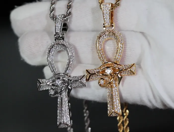 Ankh Necklace Ankh Pendant Iced Out Ankh Egyptian Eye Pendant Eye of Horus Pendant Lab Diamonds London Necklaces