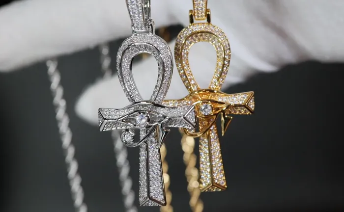 Ankh Necklace Ankh Pendant Iced Out Ankh Egyptian Eye Pendant Eye of Horus Pendant Lab Diamonds London Necklaces