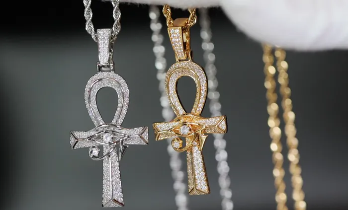 Ankh Necklace Ankh Pendant Iced Out Ankh Egyptian Eye Pendant Eye of Horus Pendant Lab Diamonds London Necklaces