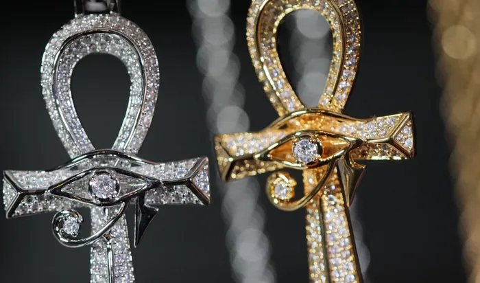 Ankh Necklace Ankh Pendant Iced Out Ankh Egyptian Eye Pendant Eye of Horus Pendant Lab Diamonds London Necklaces