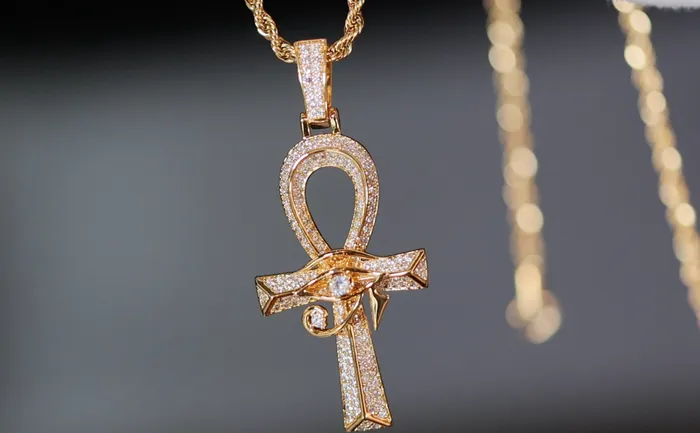 Ankh Necklace Ankh Pendant Iced Out Ankh Egyptian Eye Pendant Eye of Horus Pendant Lab Diamonds London Necklaces