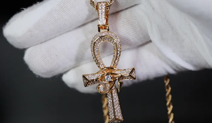 Ankh Necklace Ankh Pendant Iced Out Ankh Egyptian Eye Pendant Eye of Horus Pendant Lab Diamonds London Necklaces