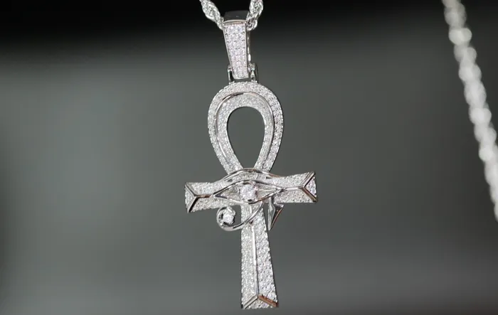 Ankh Necklace Ankh Pendant Iced Out Ankh Egyptian Eye Pendant Eye of Horus Pendant Lab Diamonds London Necklaces
