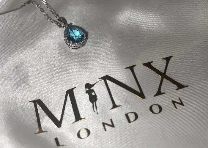 Aquamarine Diamond Necklace Womens Aquamarine Necklace Teardrop Necklace Blue Diamond Pendant Pear Diamond Pendant Teardrop Pendant Minx London Necklaces