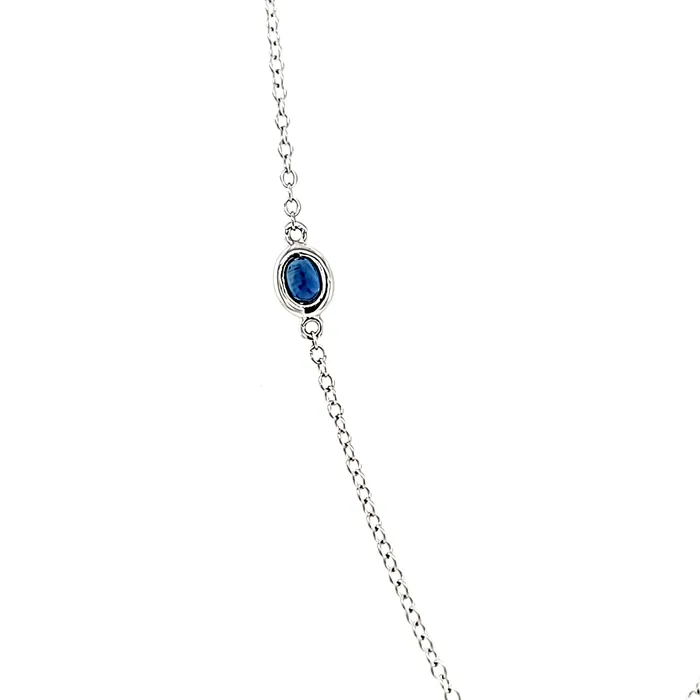 Armand Jacoby Necklaces White Gold Sapphire Bezel Station Necklace I7516