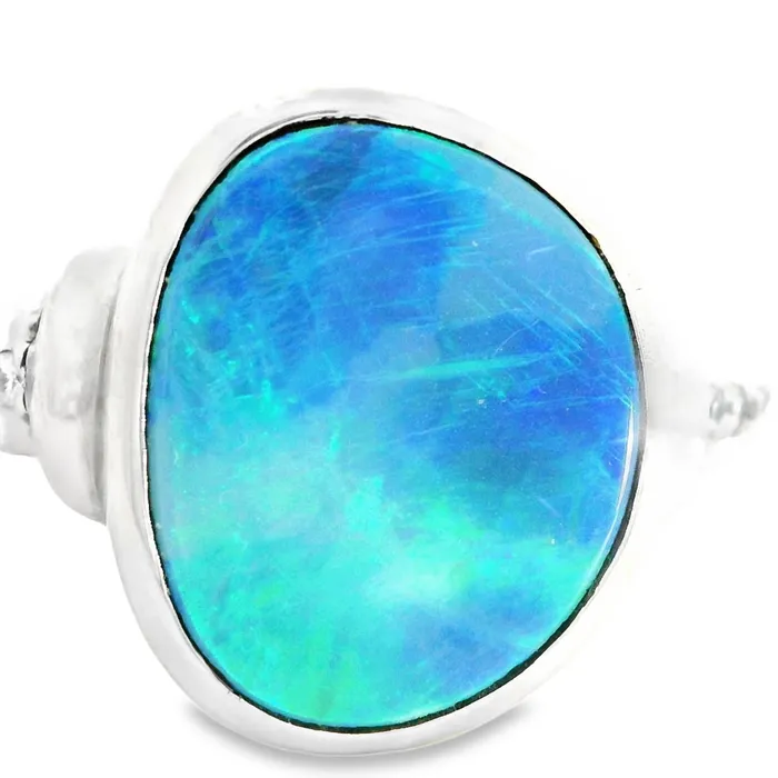 Australian Doublet Opal Ring Set in Sterling Silver Australian Opal Cutters Rings Australian Doublet Opal Ring Set in Sterling Silver Australian Opal Cutters Rings