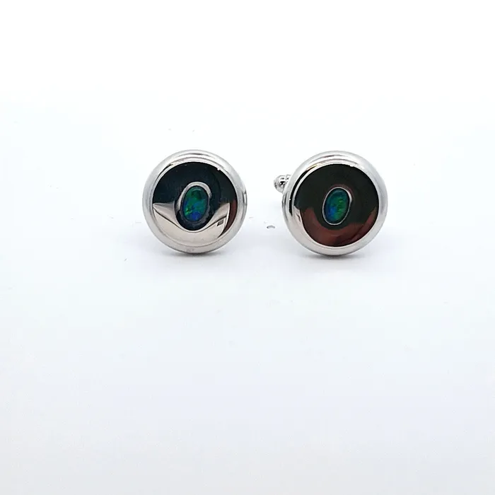 Australian Opal Triplet Mens Cufflinks Set in Stainless Steel Australian Opal Cutters Earrings Australian Opal Triplet Mens Cufflinks Set in Stainless Steel Australian Opal Cutters Earrings