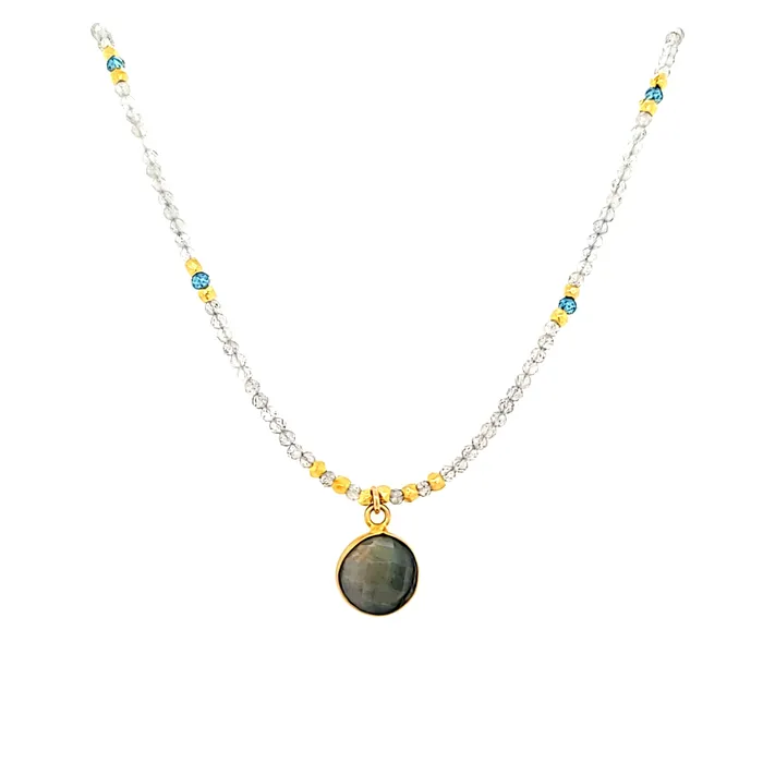 AVF Necklaces AVF Gold Labradorite Drop Beaded Necklace SI2969