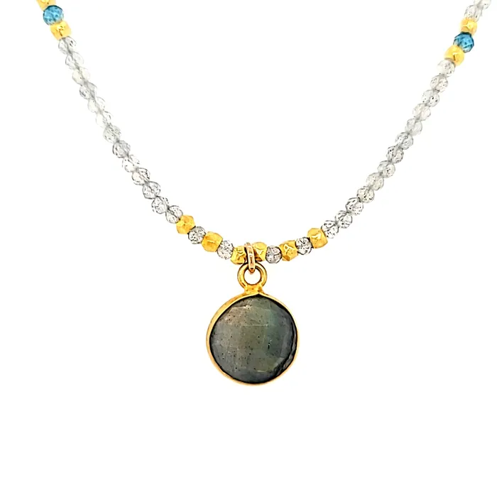 AVF Necklaces AVF Gold Labradorite Drop Beaded Necklace SI2969