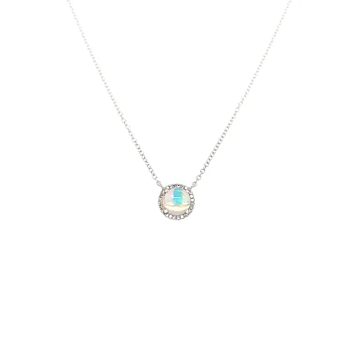Bassali Necklaces White Gold Opal Diamond Necklace I7416