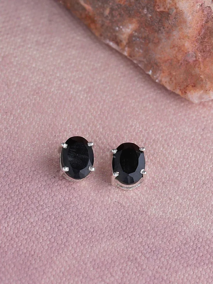Black Onyx Solid 925 Sterling Silver Stud Earrings YoTreasure Earrings