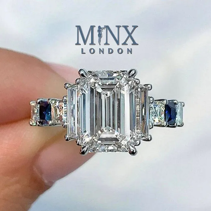 Blue Diamond Engagement Ring Sapphire Wedding Ring Wedding Ring Blue Wedding Ring Emerald Engagement Ring Emerald Diamond Ring Minx London Rings