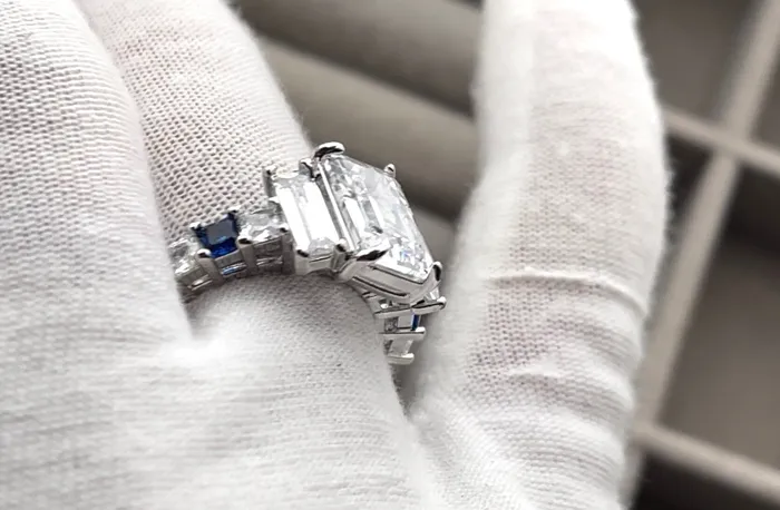 Blue Diamond Engagement Ring Sapphire Wedding Ring Wedding Ring Blue Wedding Ring Emerald Engagement Ring Emerald Diamond Ring Minx London Rings