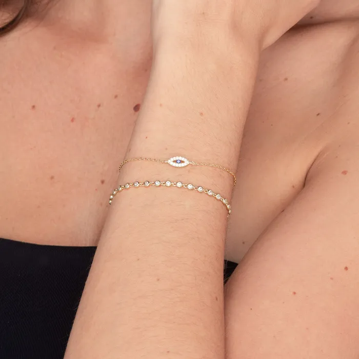 Bracelets Open Evil Eve Chain Bracelet Camile Stone