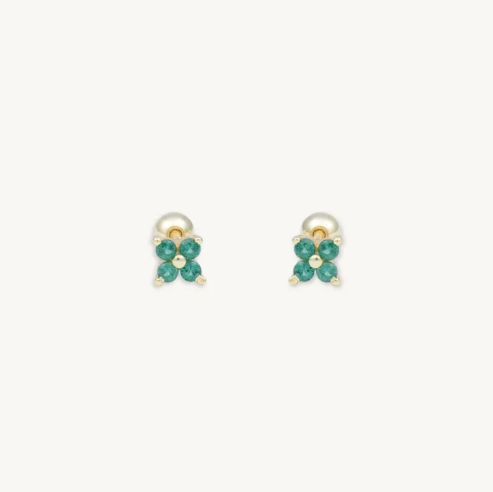 Camile Stone Earrings Emerald Clover Barbell Cartilage Earrings