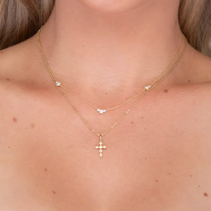 Camile Stone Necklaces Cross Pendant Moissanite Necklace