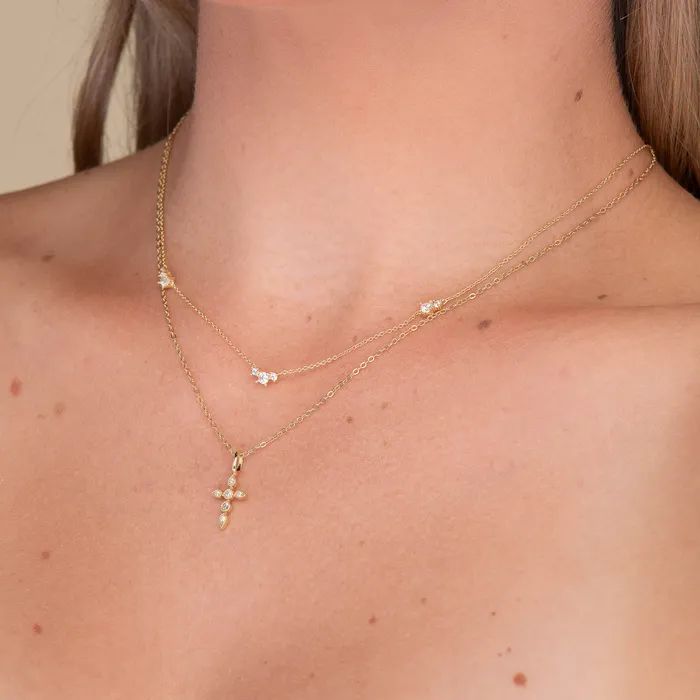 Camile Stone Necklaces Cross Pendant Moissanite Necklace