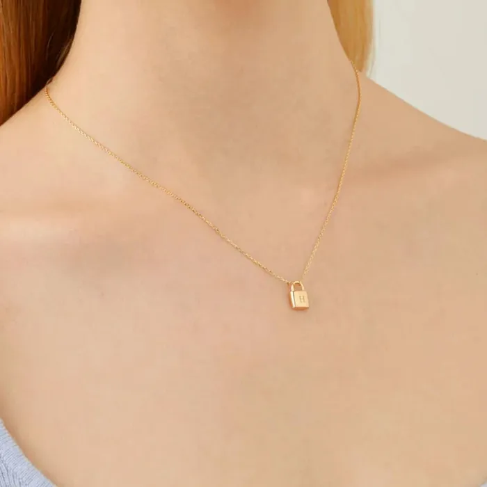 Camile Stone Necklaces Padlock Initial Letter Necklace Camile Stone Necklaces Padlock Initial Letter Necklace