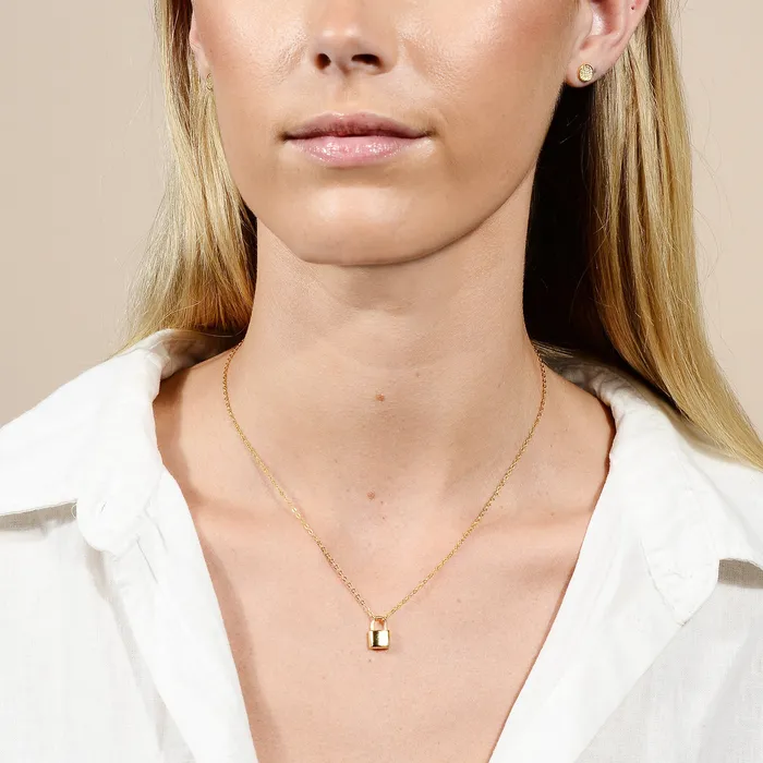 Camile Stone Necklaces Padlock Initial Letter Necklace Camile Stone Necklaces Padlock Initial Letter Necklace