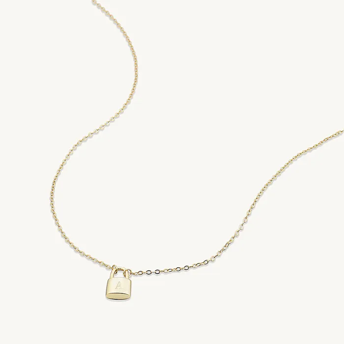 Camile Stone Necklaces Padlock Initial Letter Necklace Camile Stone Necklaces Padlock Initial Letter Necklace