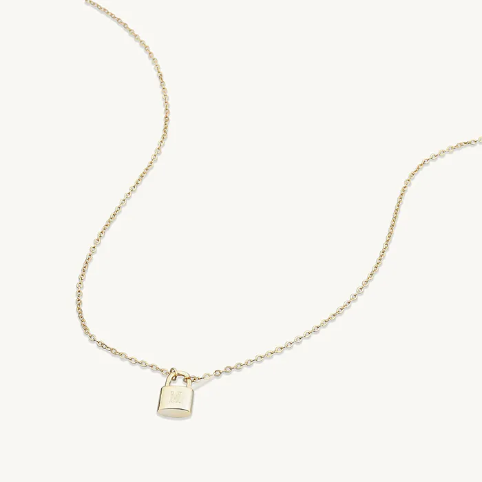 Camile Stone Necklaces Padlock Initial Letter Necklace Camile Stone Necklaces Padlock Initial Letter Necklace