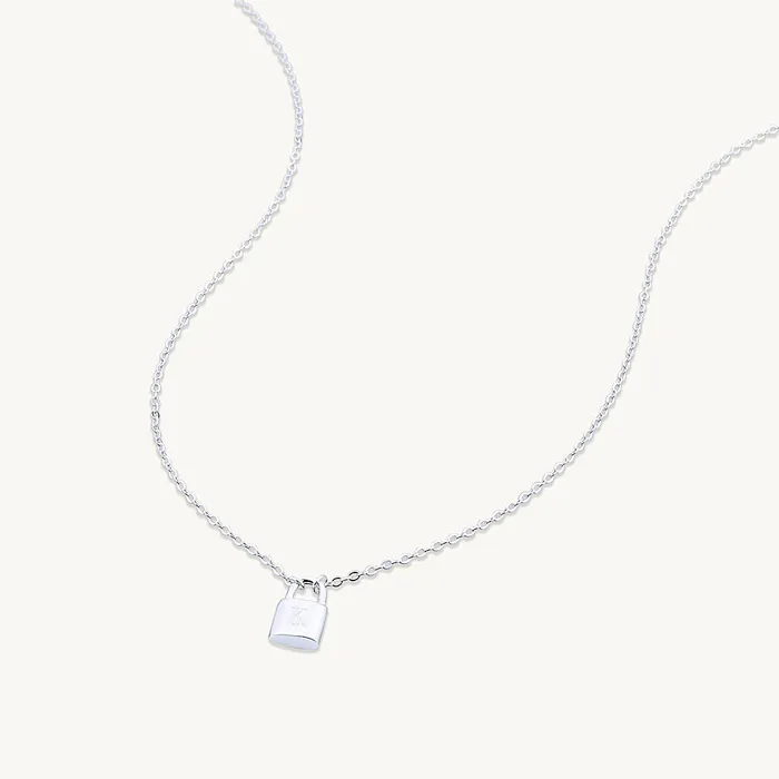 Camile Stone Necklaces Padlock Initial Letter Necklace Camile Stone Necklaces Padlock Initial Letter Necklace
