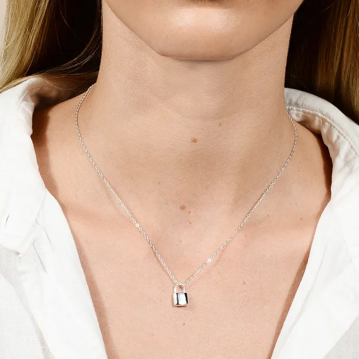 Camile Stone Necklaces Padlock Initial Letter Necklace Camile Stone Necklaces Padlock Initial Letter Necklace